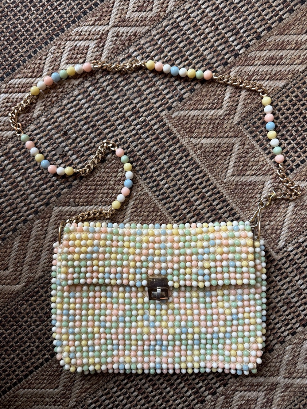 Bags By Debbie Vintage 60s Pastel Beaded Purse